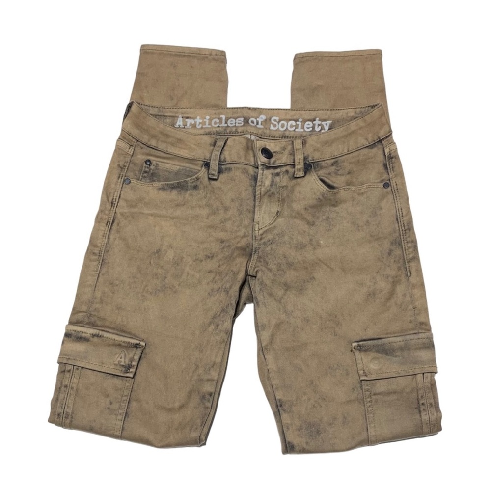Articles Of Society Military Brown Mya Cargo Low Rise Skinny Stretch Pants